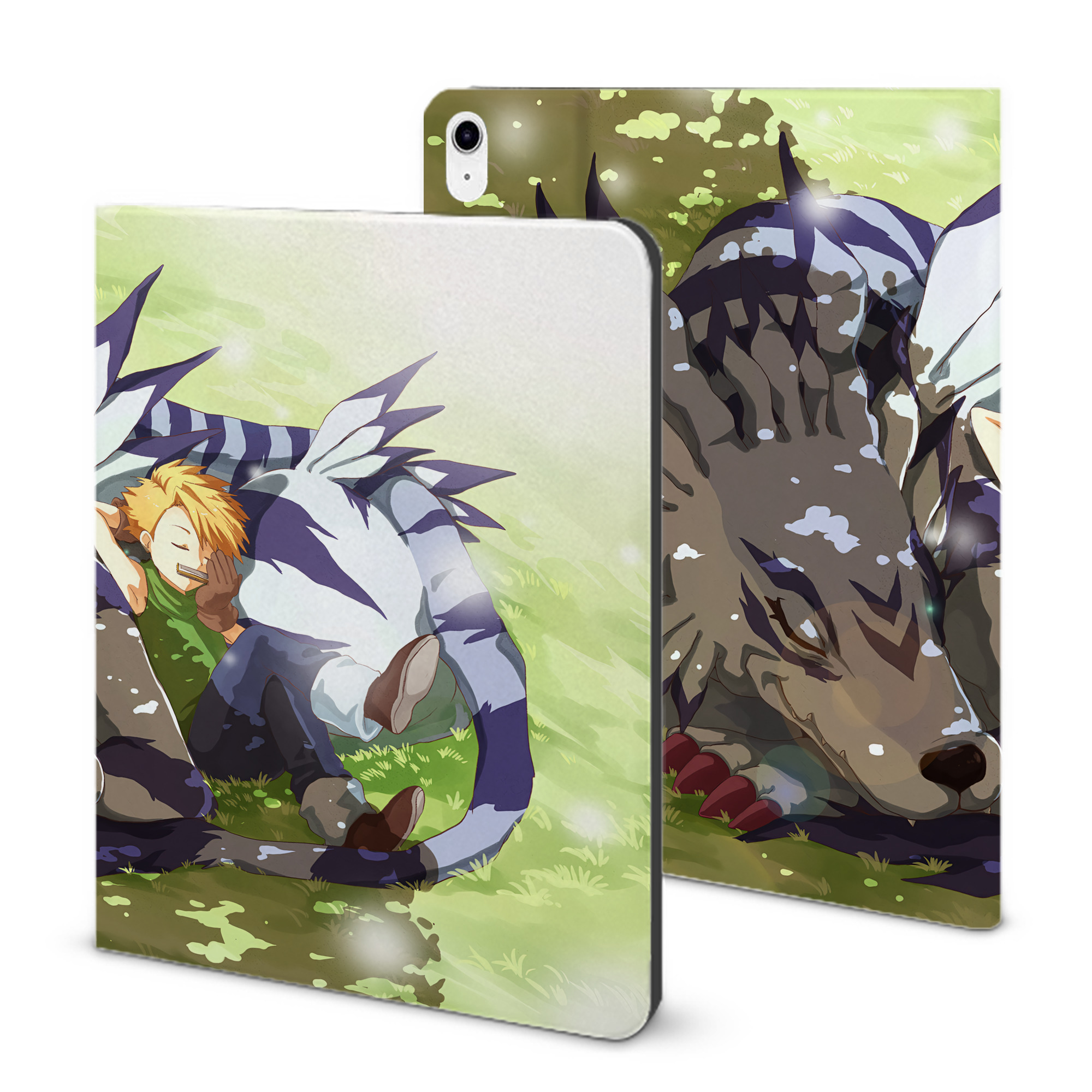 （画像用） Digimon デジタルモンスター/デジモン IPad ケース ブック型 PUレザー TPU 耐衝撃 軽量 薄型 ペン収納なし 全面保護 IPad 各モデル対応